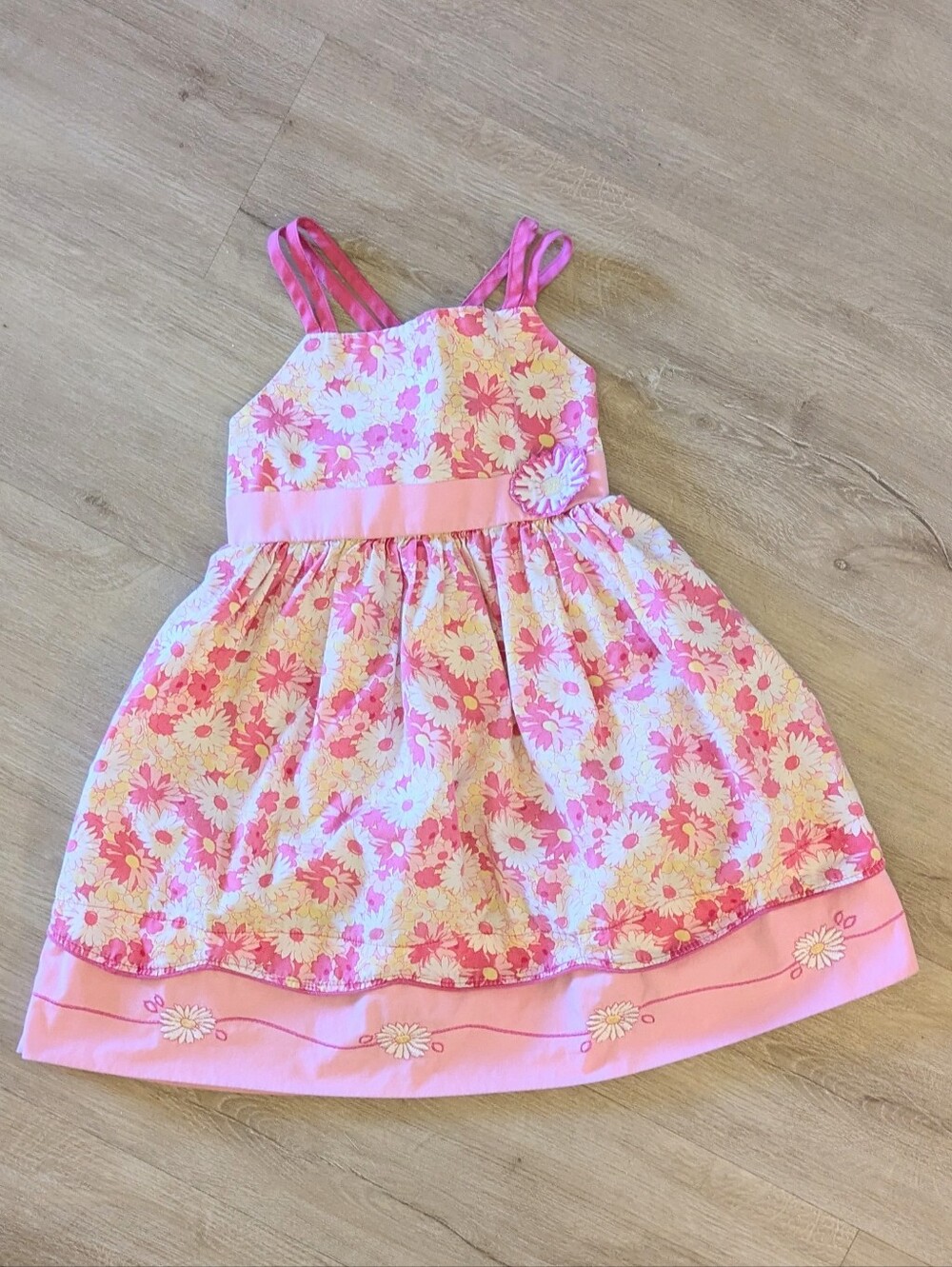 Blueberi Boulevard Vintage Style Pink Yellow Floral Summer Dress 5T